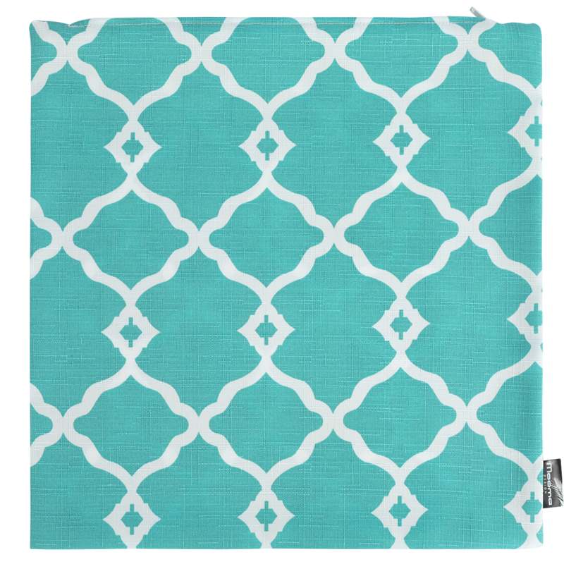 Cojin decorativo 45x45x12CM  Estampado turquesa/blanco