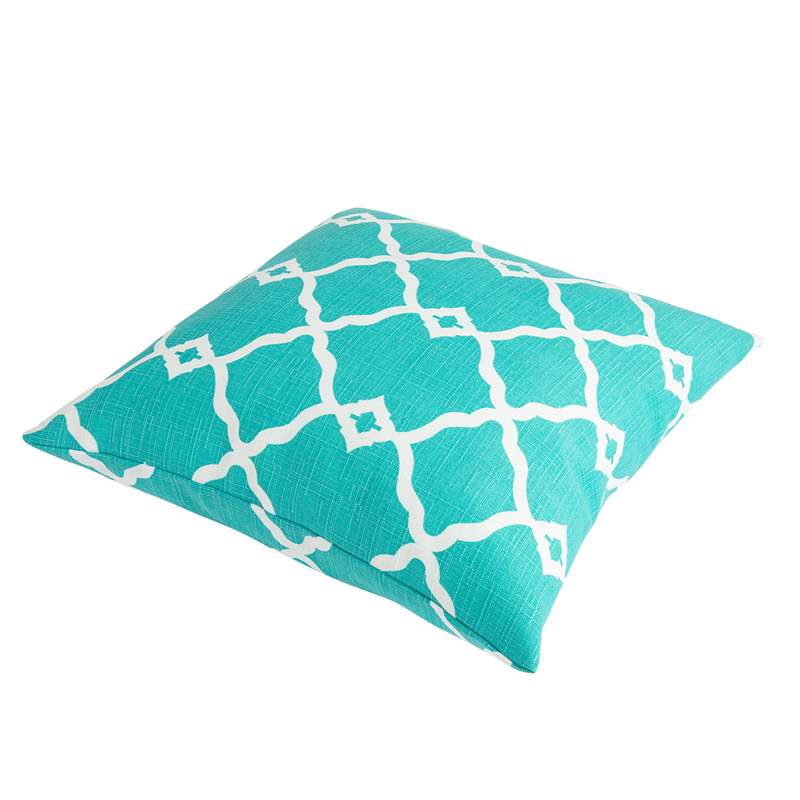 Cojin decorativo 45x45x12CM  Estampado turquesa/blanco