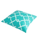 Cojin decorativo 45x45x12CM  Estampado turquesa/blanco
