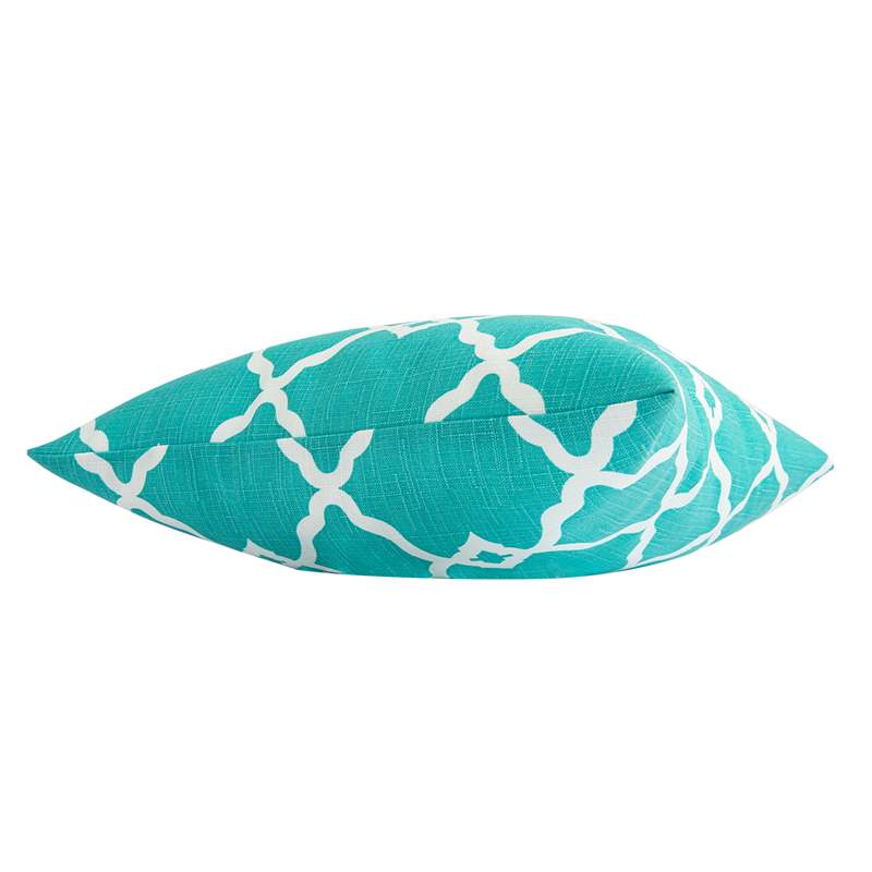 Cojin decorativo 45x45x12CM  Estampado turquesa/blanco