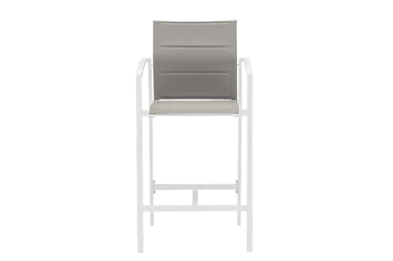 Sillon para barra de bar ORICK aluminio blanco y textilene gris