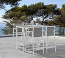 Sillon para barra de bar ORICK aluminio blanco y textilene gris