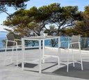 Sillon para barra de bar ORICK aluminio blanco y textilene gris