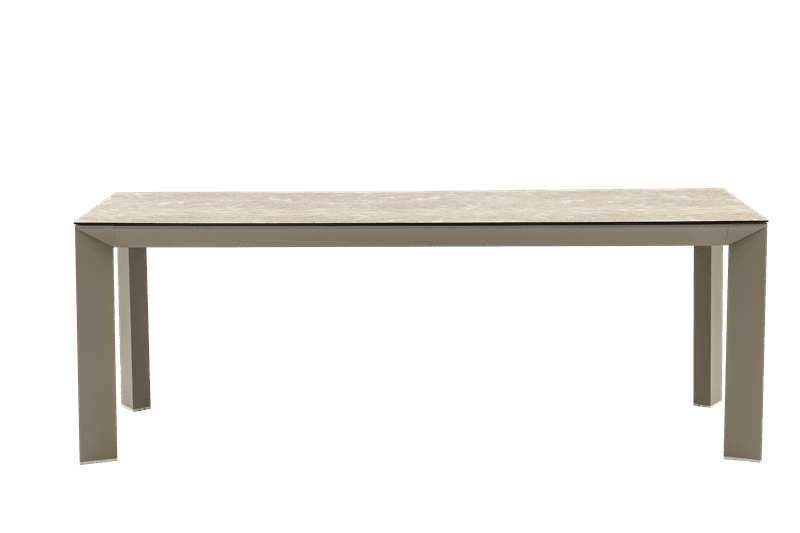 Mesa de comedor Orick 210*90cm. Alu taupe cristal ceram beige.