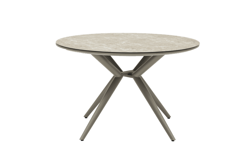 Mesa redonda Orick Diam.120cm Alu taupe cristal ceram Beige.