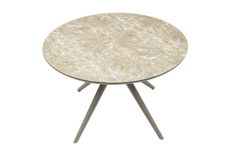 Mesa redonda Orick Diam.120cm Alu taupe cristal ceram Beige.