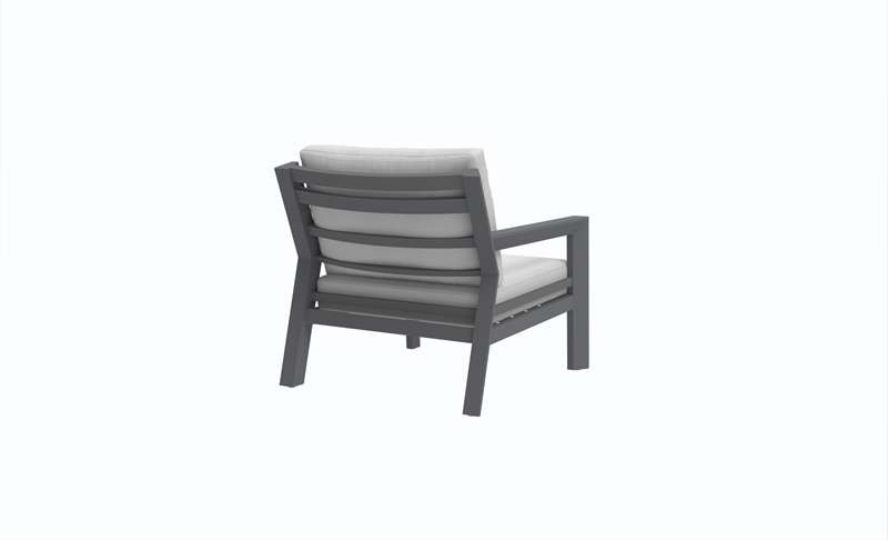 Set de sofas Pakse 4pcs Aluminio antracita y cojineria Gris medio