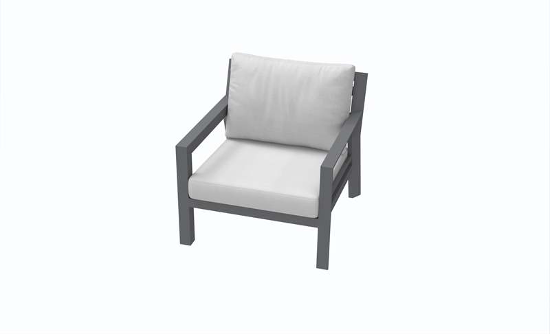 Set de sofas Pakse 4pcs Aluminio antracita y cojineria Gris medio