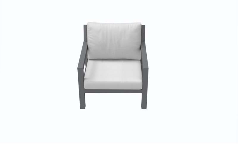 Set de sofas Pakse 4pcs Aluminio antracita y cojineria Gris medio