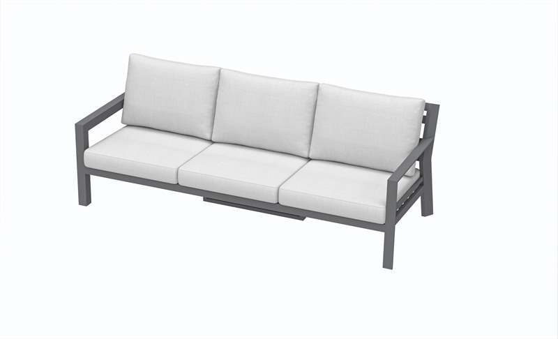 Set de sofas Pakse 4pcs Aluminio antracita y cojineria Gris medio