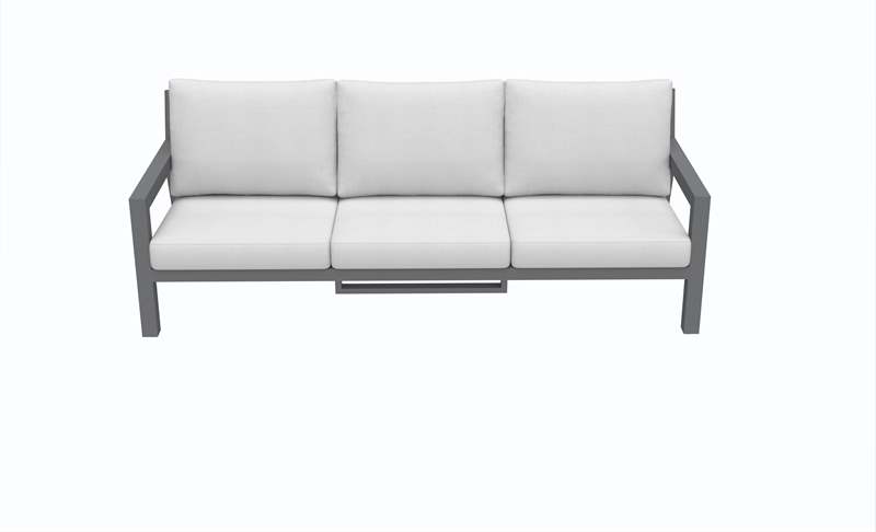 Set de sofas Pakse 4pcs Aluminio antracita y cojineria Gris medio
