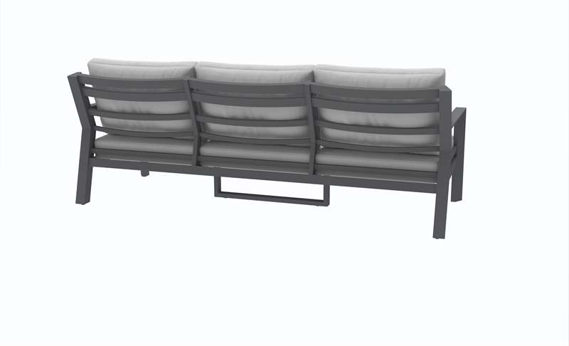 Set de sofas Pakse 4pcs Aluminio antracita y cojineria Gris medio