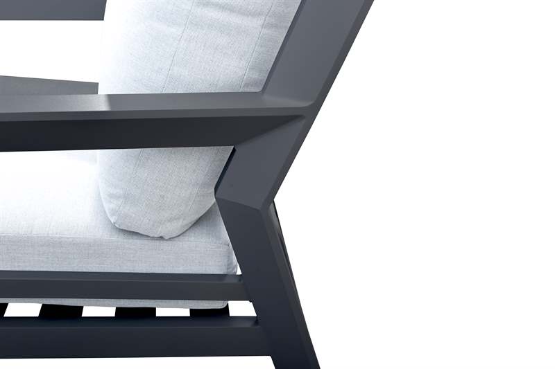 Set de sofas Pakse 4pcs Aluminio antracita y cojineria Gris medio