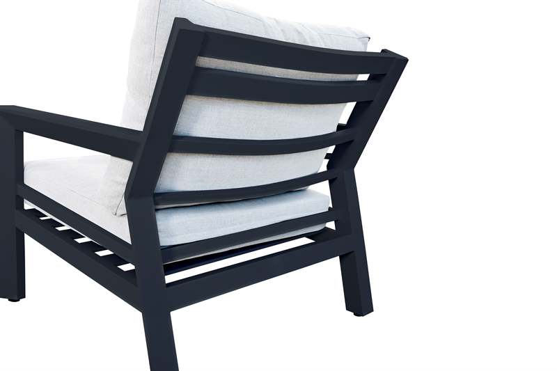 Set de sofas Pakse 4pcs Aluminio antracita y cojineria Gris medio