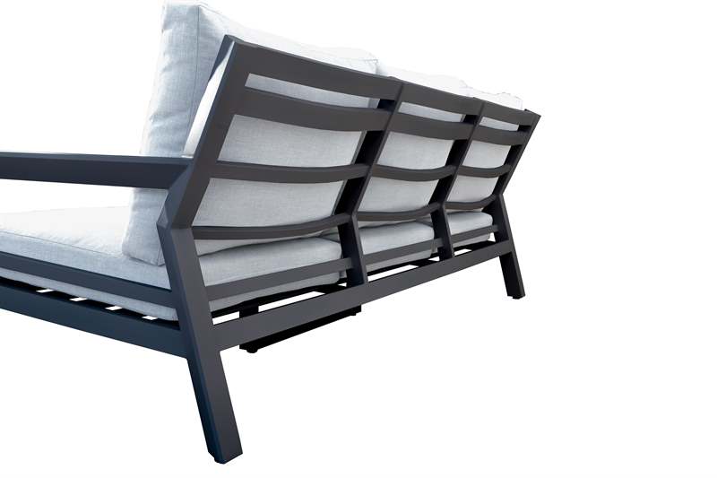 Set de sofas Pakse 4pcs Aluminio antracita y cojineria Gris medio