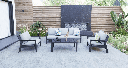 Set de sofas Pakse 4pcs Aluminio antracita y cojineria Gris medio
