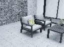 Set de sofas Pakse 4pcs Aluminio antracita y cojineria Gris medio