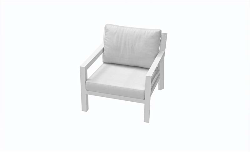 Set de sofas Pakse 4pcs Aluminio blanco y cojineria Gris claro