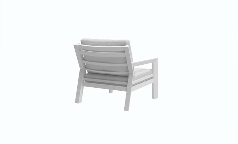 Set de sofas Pakse 4pcs Aluminio blanco y cojineria Gris claro