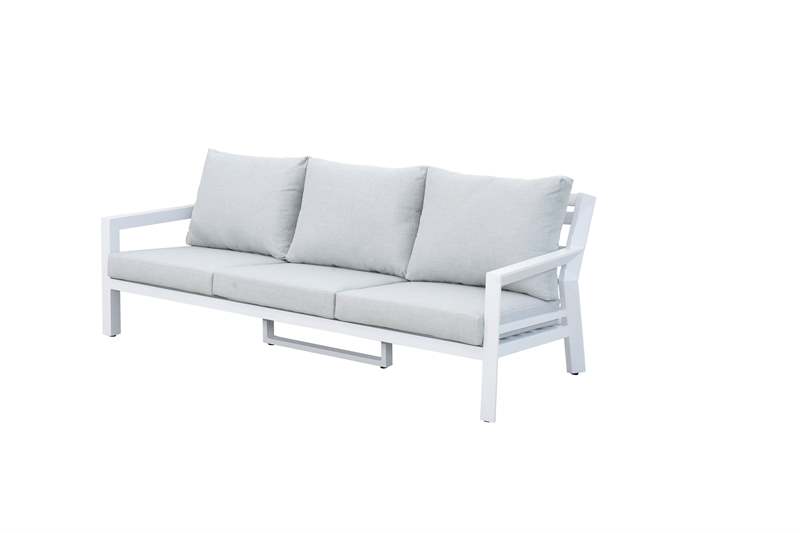 Set de sofas Pakse 4pcs Aluminio blanco y cojineria Gris claro
