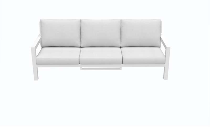 Set de sofas Pakse 4pcs Aluminio blanco y cojineria Gris claro