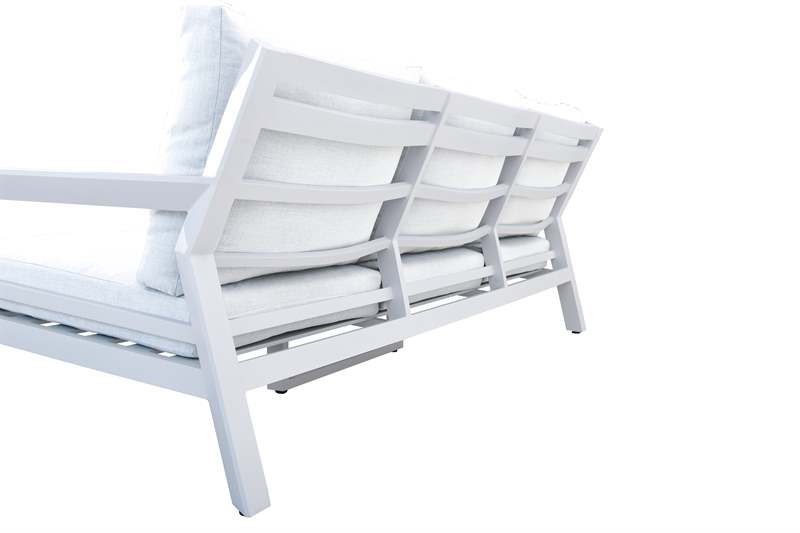 Set de sofas Pakse 4pcs Aluminio blanco y cojineria Gris claro