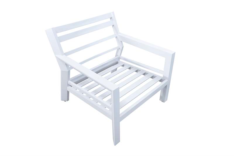 Set de sofas Pakse 4pcs Aluminio blanco y cojineria Gris claro