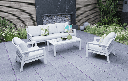Set de sofas Pakse 4pcs Aluminio blanco y cojineria Gris claro