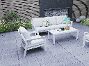 Set de sofas Pakse 4pcs Aluminio blanco y cojineria Gris claro