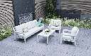 Set de sofas Pakse 4pcs Aluminio blanco y cojineria Gris claro