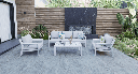 Set de sofas Pakse 4pcs Aluminio blanco y cojineria Gris claro