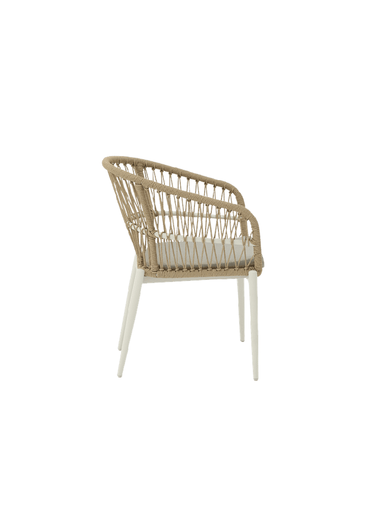 SILLA CON BRAZOS RICHMOND ALUMINIO BLANCO  Y TRENZADO NATURAL