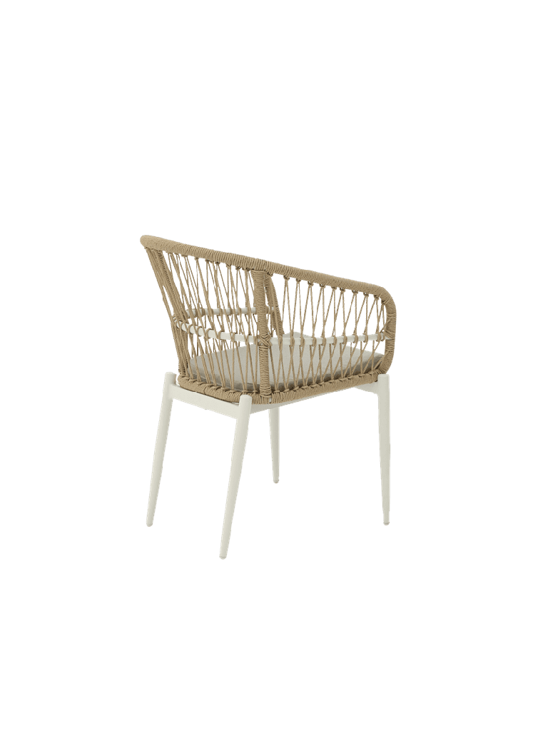 SILLA CON BRAZOS RICHMOND ALUMINIO BLANCO  Y TRENZADO NATURAL