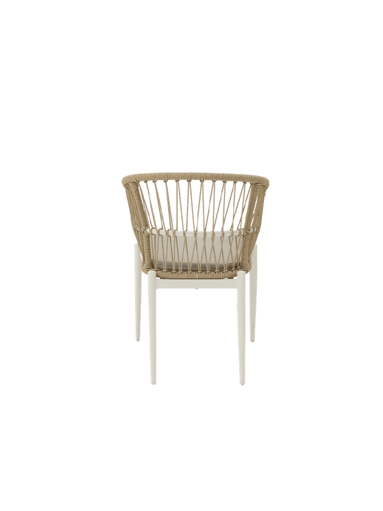 SILLA CON BRAZOS RICHMOND ALUMINIO BLANCO  Y TRENZADO NATURAL