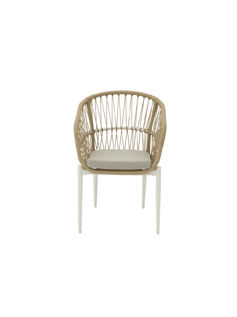 SILLA CON BRAZOS RICHMOND ALUMINIO BLANCO  Y TRENZADO NATURAL
