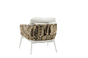 Sofa 1 plaza Irvine Aluminio blanco. Cuerda taupe cojin  beige