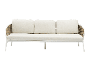 Sofa 3 plazas Irvine Aluminio blanco. Cuerda taupe cojin  beige