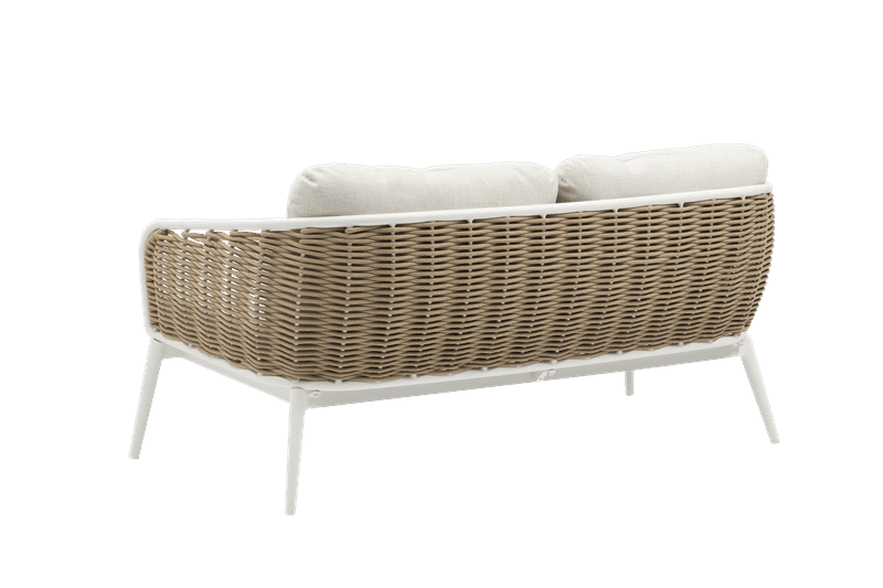 Sofa 2 plazas Irvine Aluminio blanco. Cuerda taupe cojin  beige
