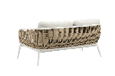 Sofa 2 plazas Irvine Aluminio blanco. Cuerda taupe cojin  beige