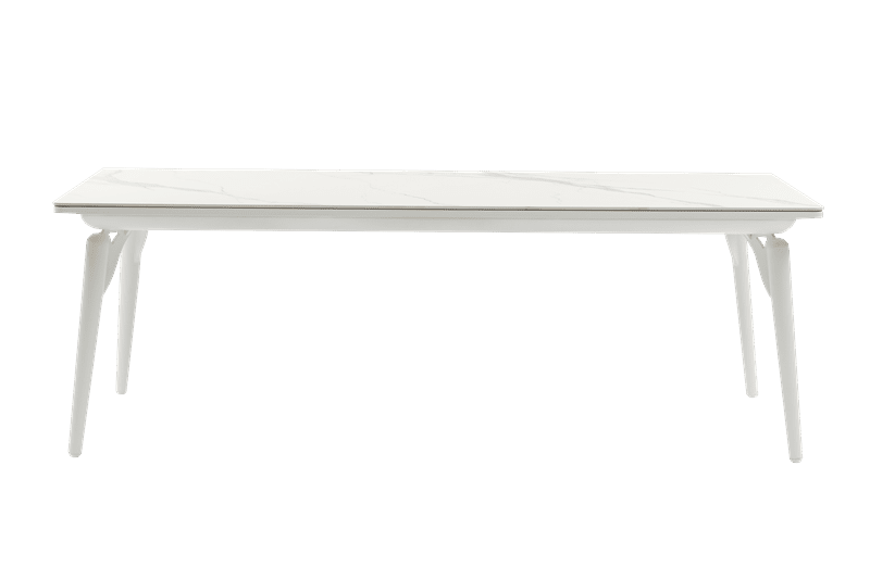 Mesa de comedor Irvine 220x100cm aluminio blanco Top ceramico blanco