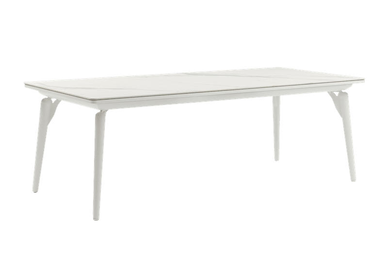 Mesa de comedor Irvine 220x100cm aluminio blanco Top ceramico blanco
