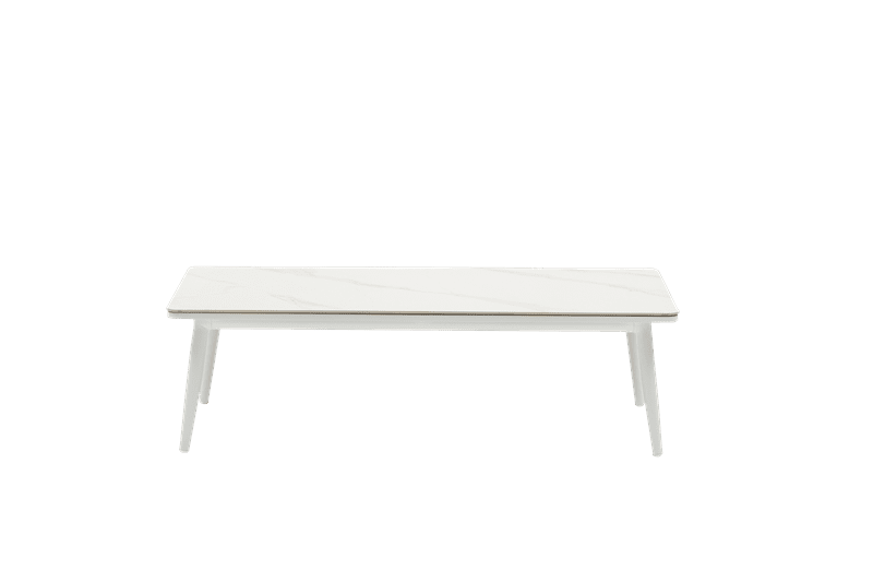 Mesa de centro Irvine 120x60cm aluminio blanco Top ceramico blanco