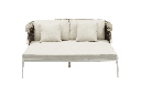 Daybed Irvine Aluminio blanco. Cuerda taupe cojin  beige. Top en textil beige claro.