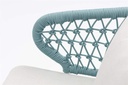 Sillon de comedor Isabela aluminio blanco y textil beige  cuerda aqua.
