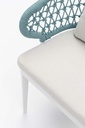 Sillon de comedor Isabela aluminio blanco y textil beige  cuerda aqua.