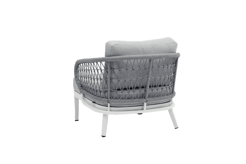 Butaca 1 plaza Isabela aluminio blanco textil gris claro