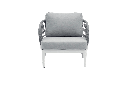 Butaca 1 plaza Isabela aluminio blanco textil gris claro