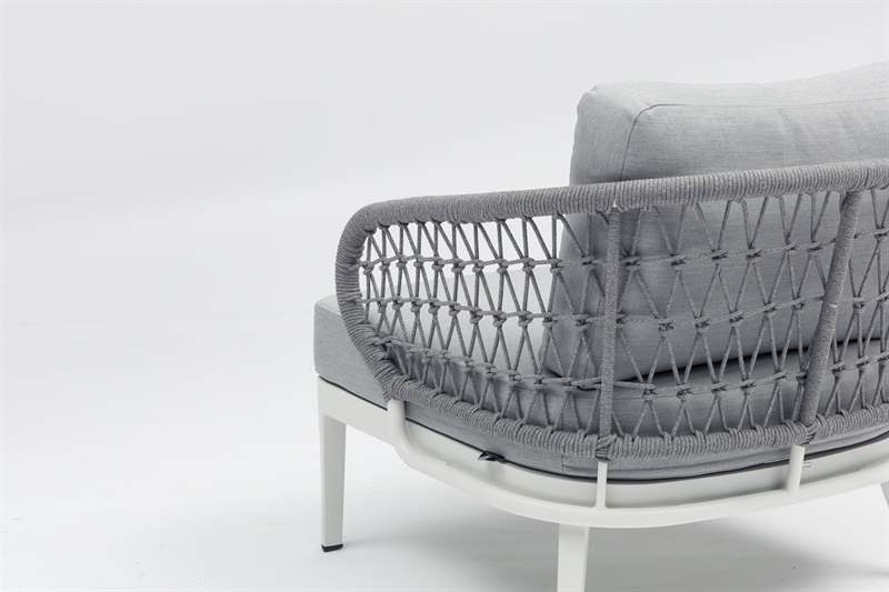 Butaca 1 plaza Isabela aluminio blanco textil gris claro