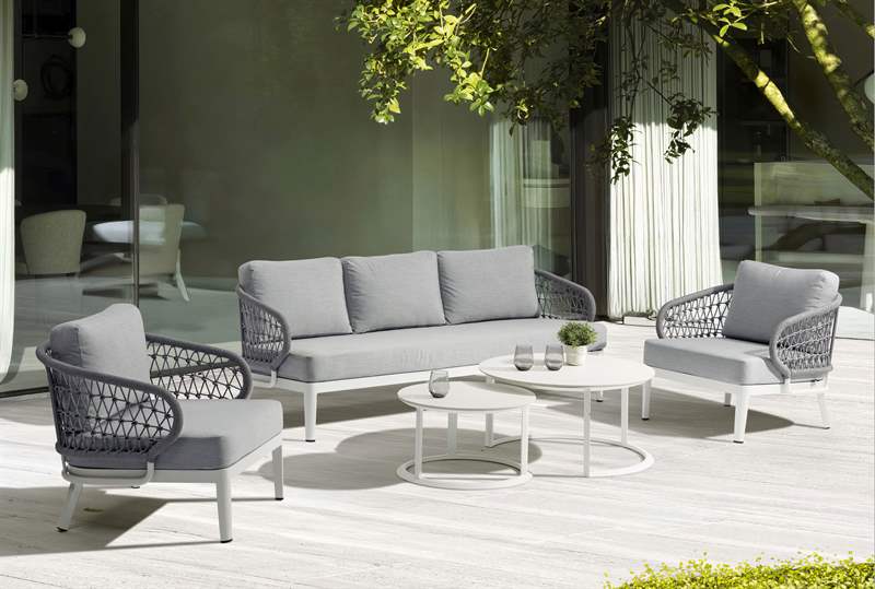 Butaca 1 plaza Isabela aluminio blanco textil gris claro