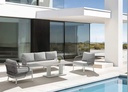 Butaca 1 plaza Isabela aluminio blanco textil gris claro